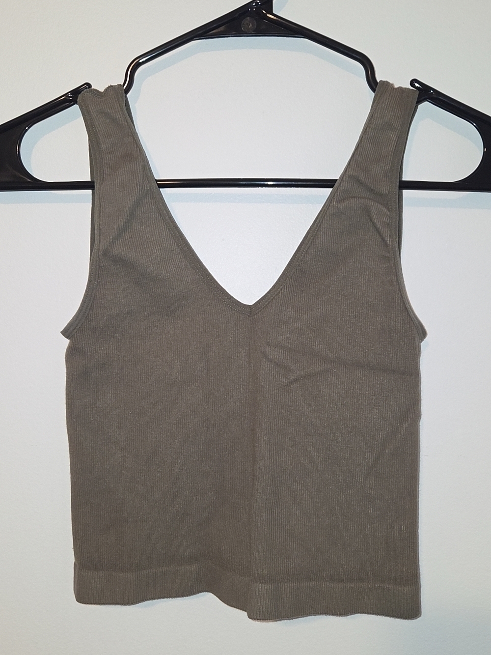By Together Olive Ribbed V-Neck Tank